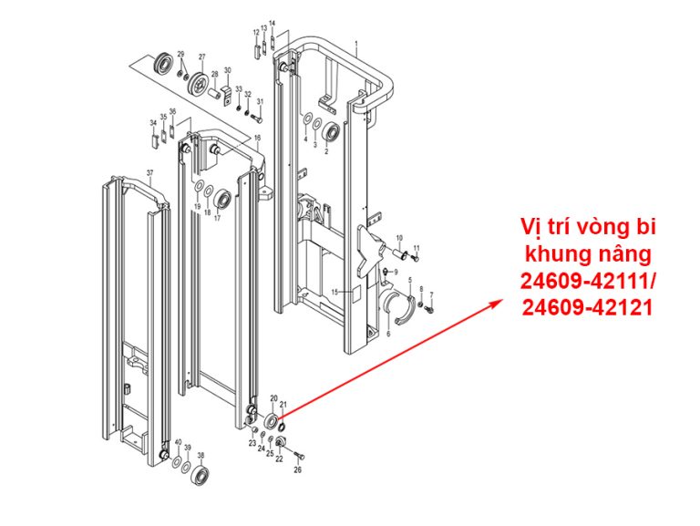 Vị Trí Lắp Đặt Bạc Đạn Khung Nâng 24609-42111, 24609-42121