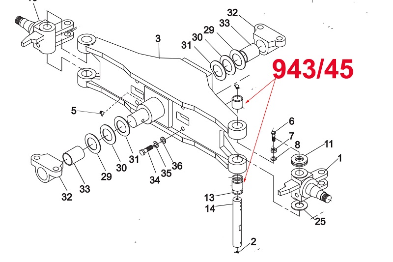 Vị Trí Vòng Bi Ắc Phi Dê 943-45