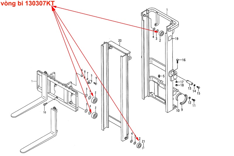 Vị Trí Lắp Đặt Vòng Bi 130307KT