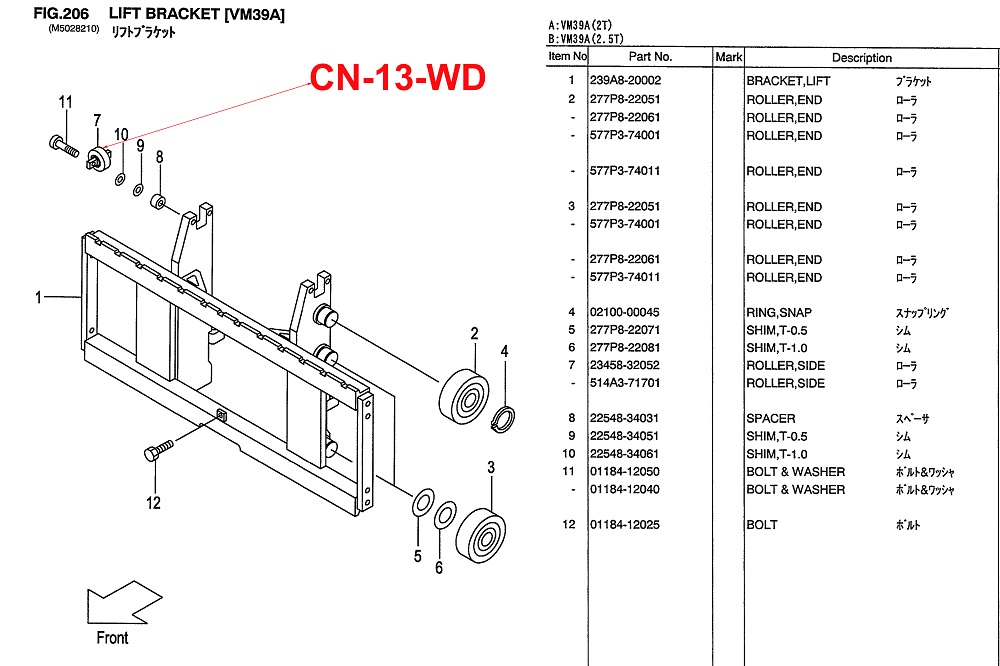 Vị Trí lắp đặt Con Lăn 23458-32052, CN-13