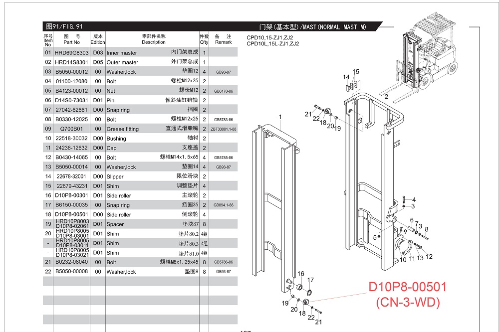 Vị Trí Lắp Đặt con Lăn D10P8-00501, CN-3-WDVị Trí Lắp Đặt con Lăn D10P8-00501, CN-3-WD