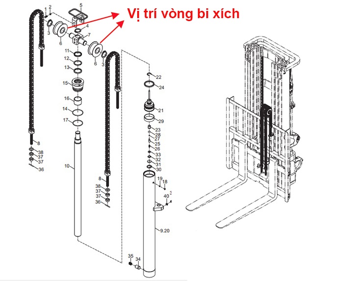 Vị Trí Vòng Bi Xích Xe Nâng 785307