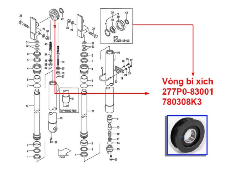 Vị Trí Lắp Đặt VòngVị Trí Lắp Đặt Vòng bi Xích 780308K3 (277P8-80031)