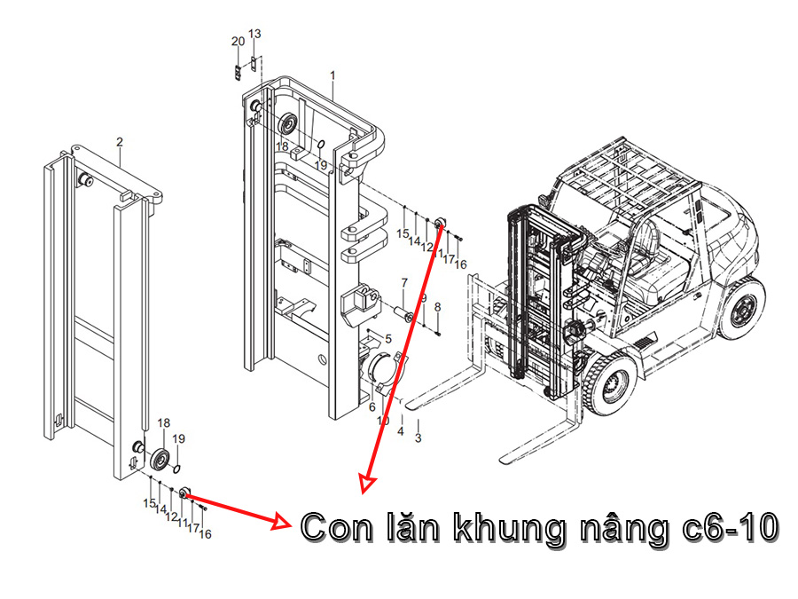 Vị Trí Lắp Đặt Con Lăn C6-10 (22658-32941)