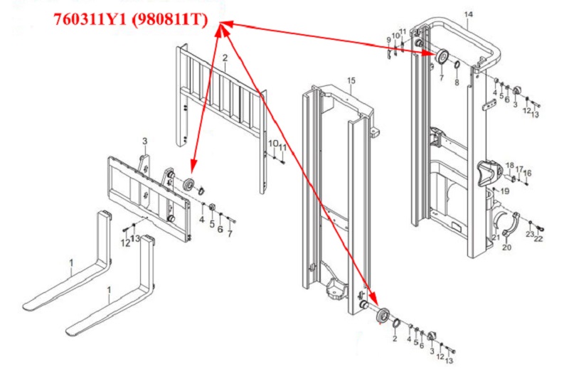 Vị Trí Bạc Đạn Khung Nâng 760311Y1